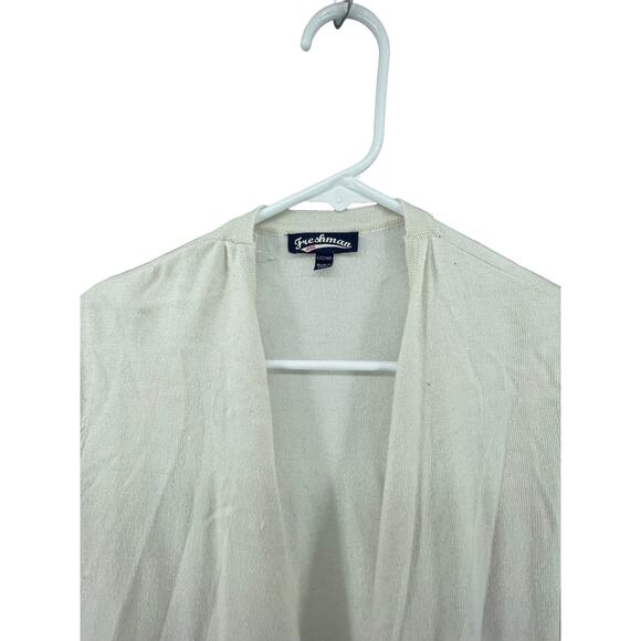 Freshman White Open Front Fringed Cardigan Sweater Women's Size Large 12/14 - Picture 4 of 6